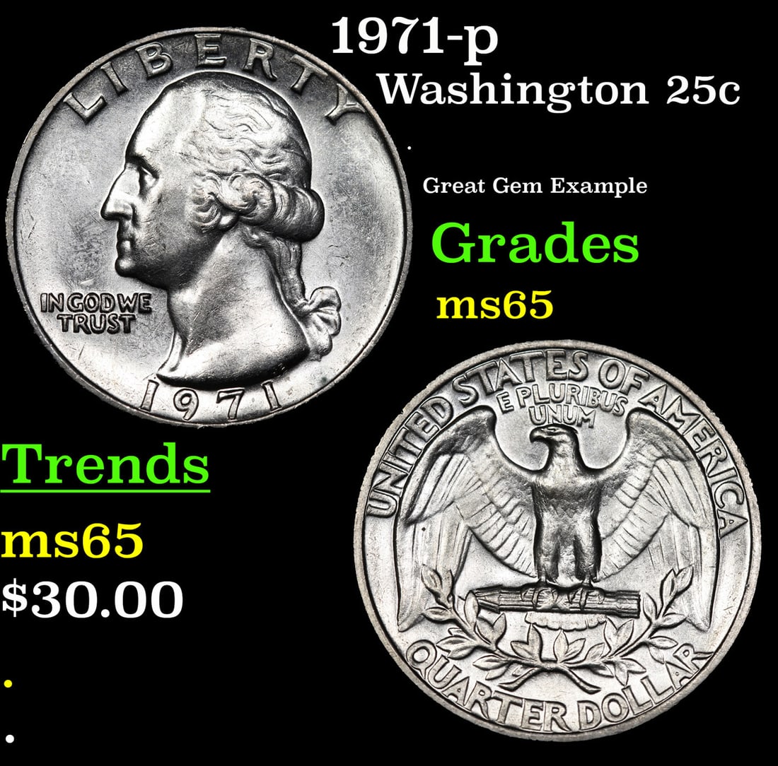 1971-p Washington Quarter 25c Grades GEM Unc (1 of 3)