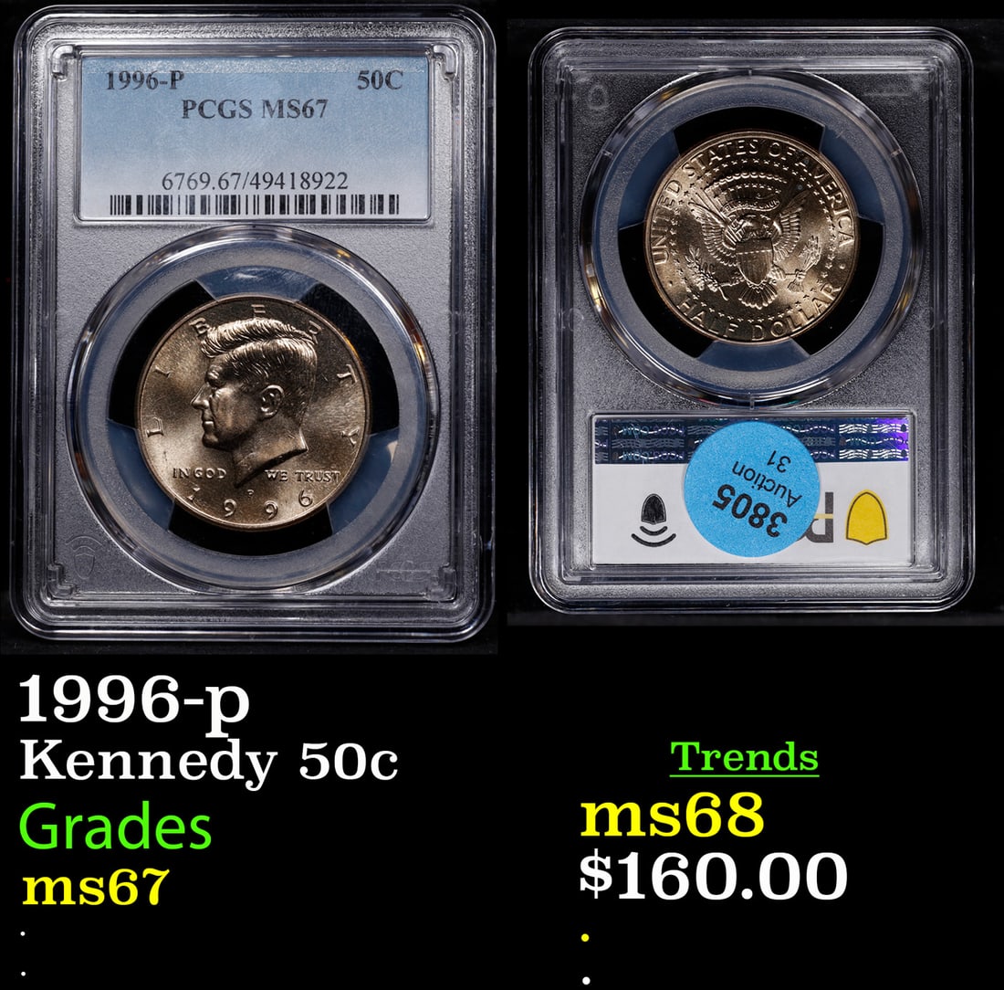 1996-p Kennedy Half Dollar 50c ms67 PCGS (1 of 3)