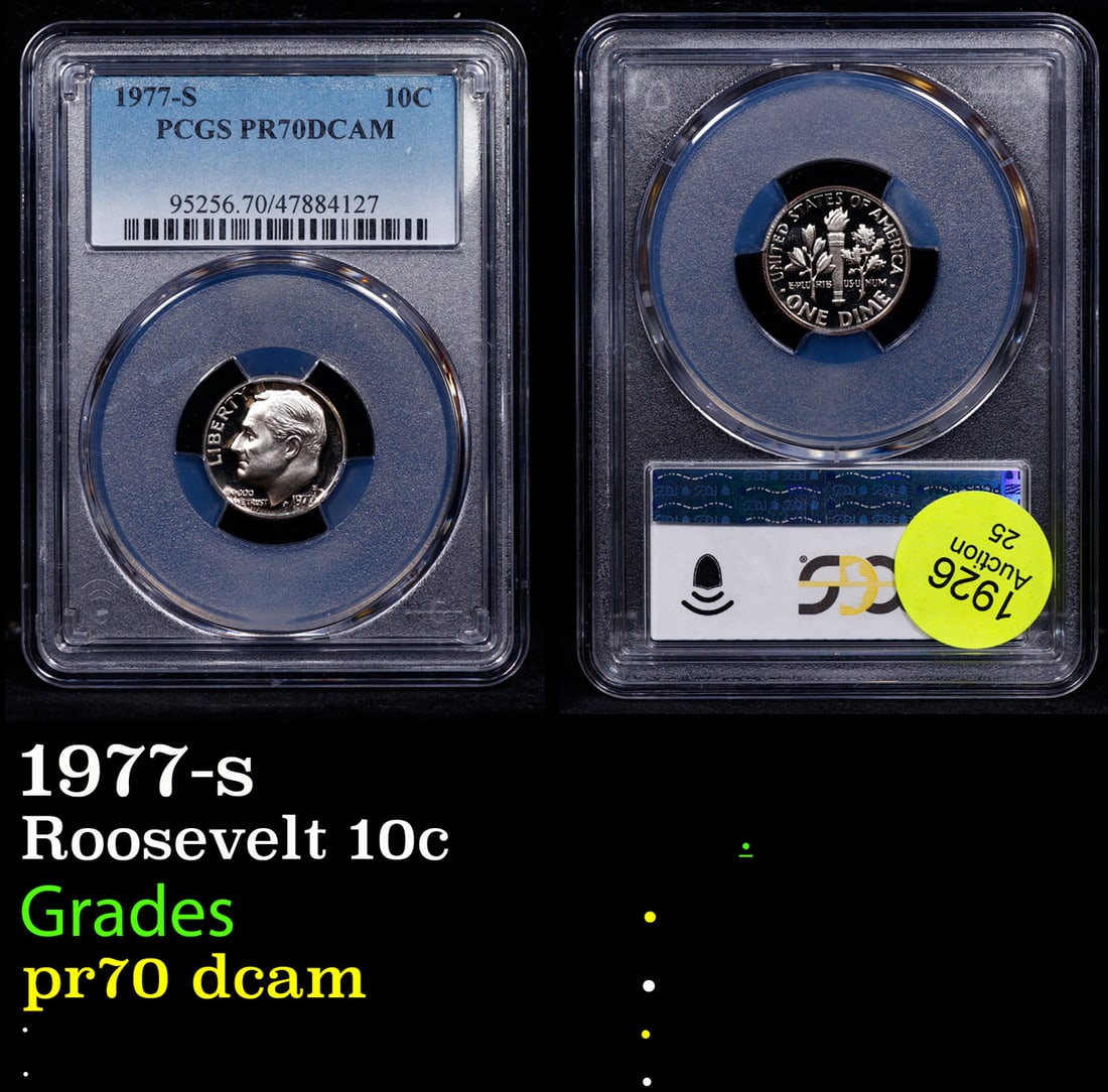 PCGS 1977-s Proof Roosevelt Dime 10c Graded pr70 dcam By PCGS (1 of 3)