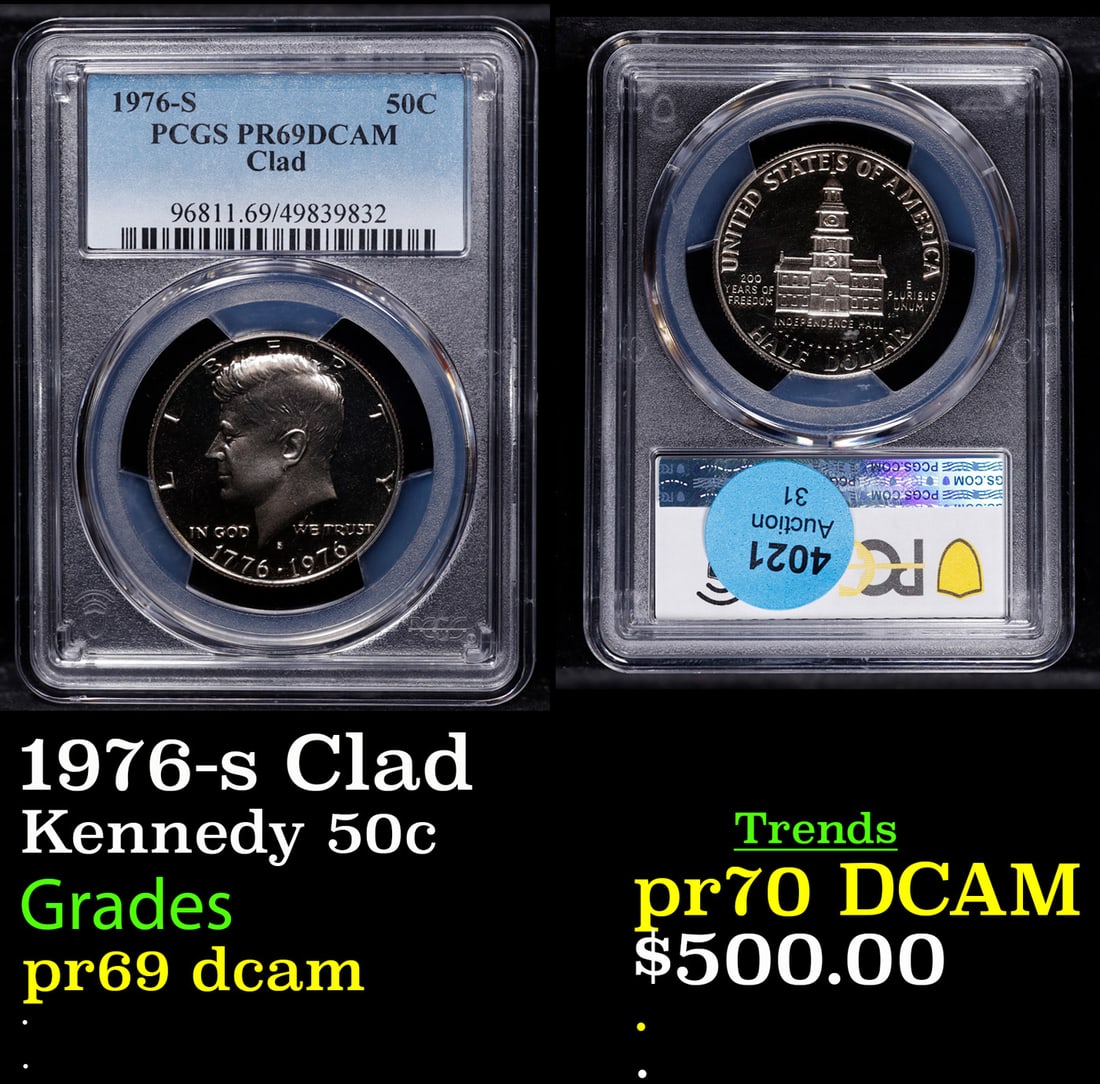 1976-s Clad Proof Kennedy Half Dollar 50c pr69 dcam PCGS (1 of 3)
