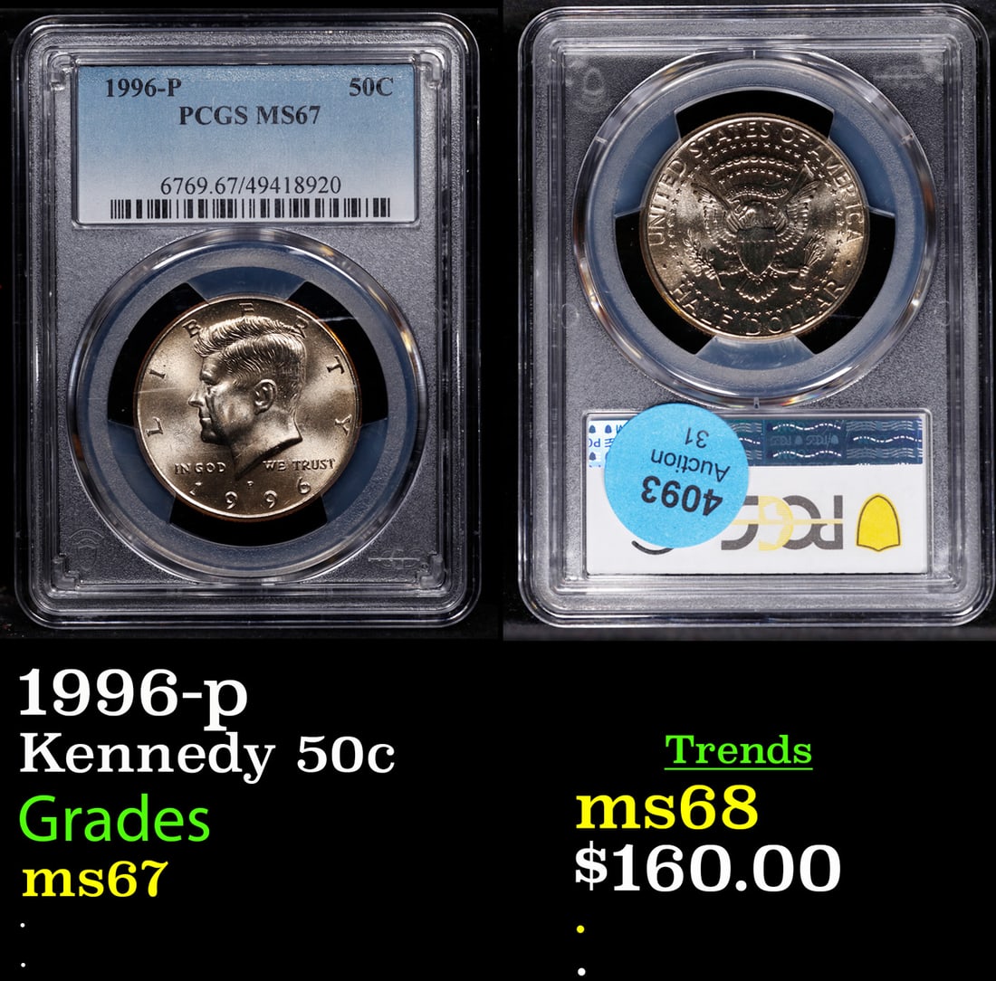 1996-p Kennedy Half Dollar 50c ms67 PCGS (1 of 3)