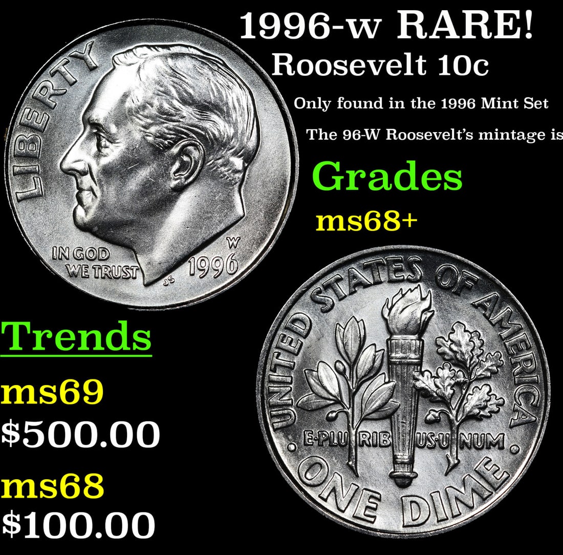 1996-w Roosevelt Dime RARE! 10c Grades Gem++ Unc (1 of 3)