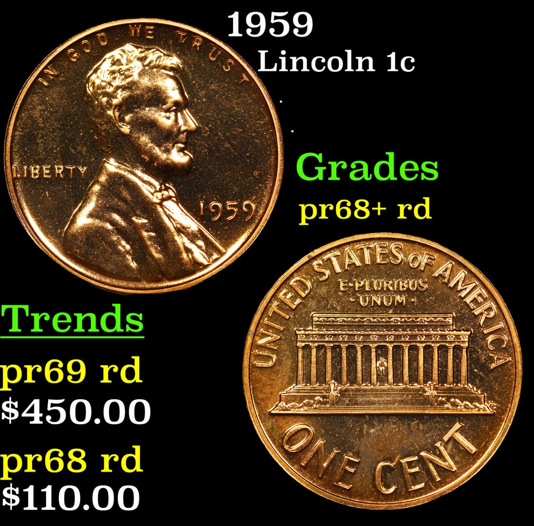 1959 Proof Lincoln Cent 1c Grades Gem++ Proof Red (1 of 3)