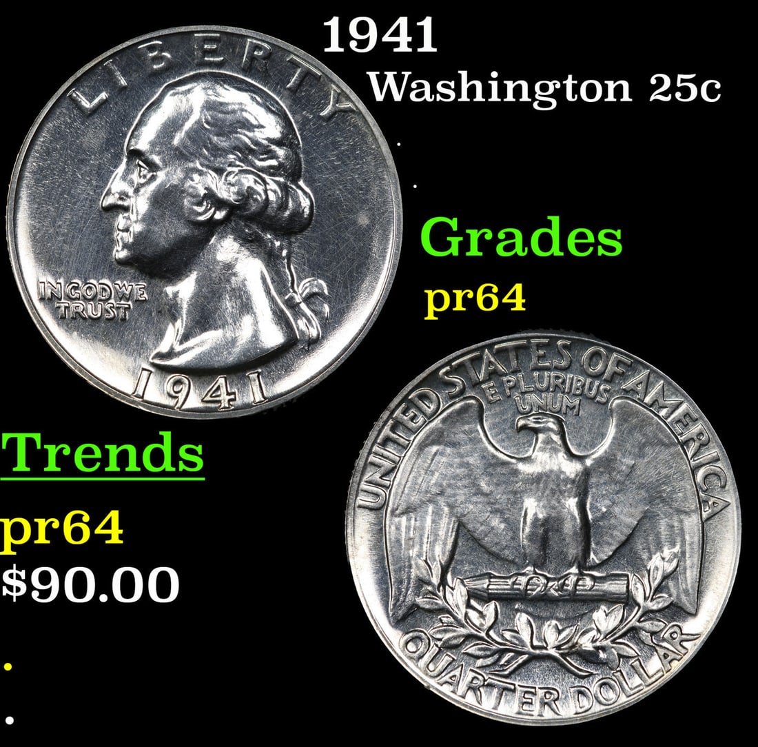 1941 Proof Washington Quarter 25c Grades Choice Proof (1 of 3)