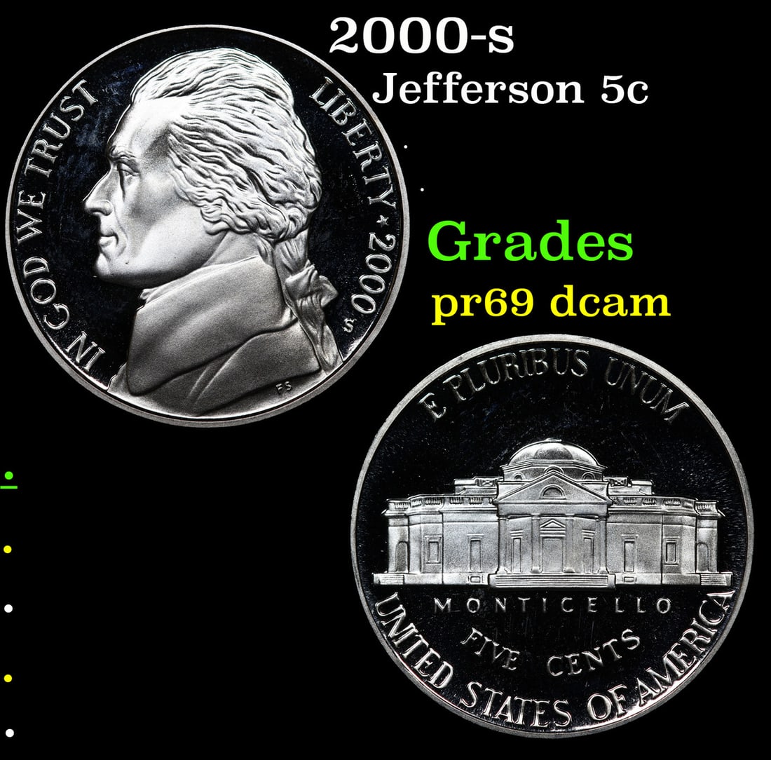 2000-s Proof Jefferson Nickel 5c Grades GEM++ Proof Deep Cameo (1 of 3)