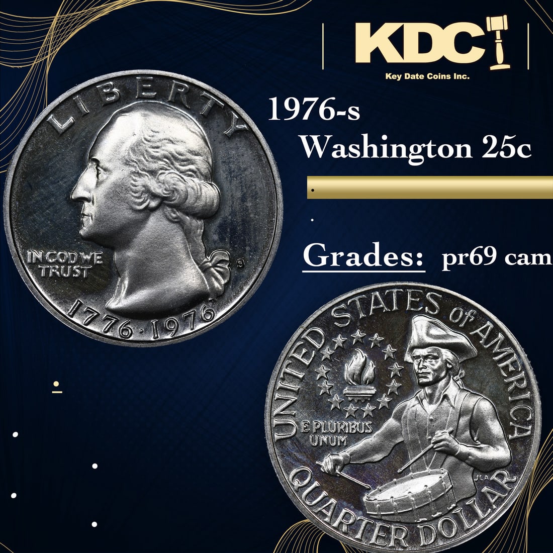 1976-s Proof Washington Quarter 25c Grades GEM++ Proof Cameo (1 of 3)