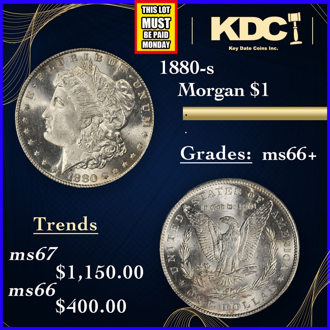 1880-s Morgan Dollar $1 Grades GEM++ Unc (1 of 3)