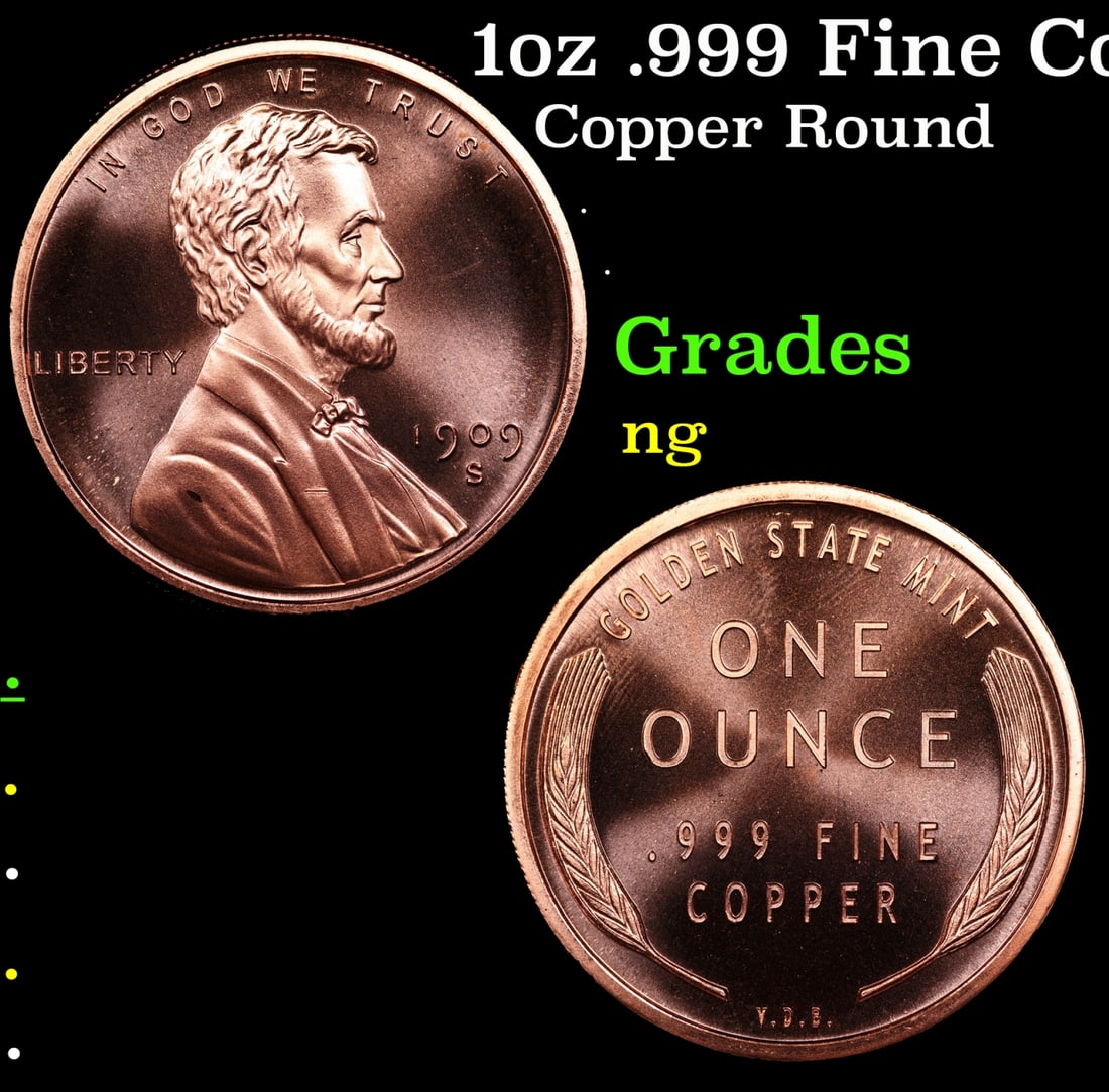 1oz .999 Fine Copper Bullion Round - Wheat Penny Style: 1oz .999 Fine Copper Bullion Round - Wheat Penny Style.