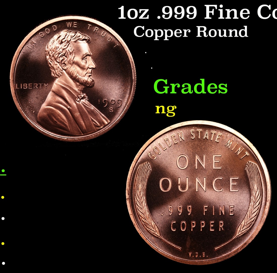 1oz .999 Fine Copper Bullion Round - Wheat Penny Style: 1oz .999 Fine Copper Bullion Round - Wheat Penny Style.