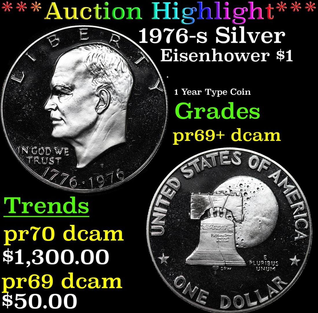 ***Auction Highlight*** 1976-s Silver Proof Eisenhower Dollar 1 Graded pr70 DCAM BY SEGS (fc) (1 of 3)