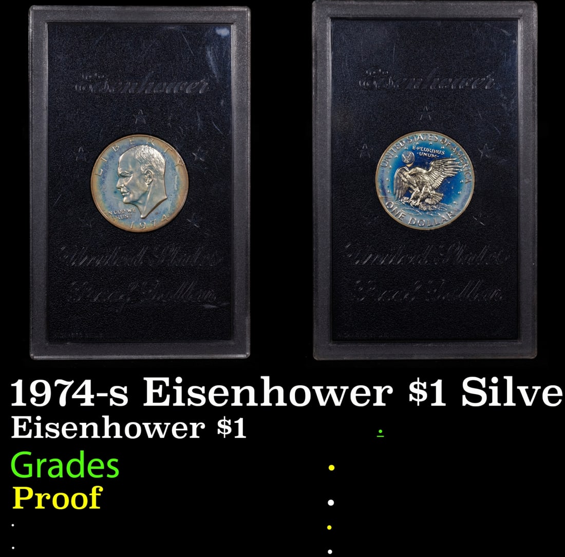 1974-s Eisenhower $1 Silver Proof "Brown Ike" In Plastic Holder, No Outer Box Proof Eisenhower (1 of 5)
