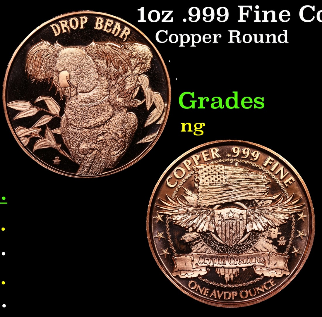 1oz .999 Fine Copper Bullion Round - Drop Bear Style (1 of 3)