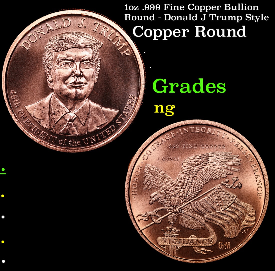 1oz .999 Fine Copper Bullion Round - Donald J Trump Style: 1oz .999 Fine Copper Bullion Round - Donald J Trump Style.