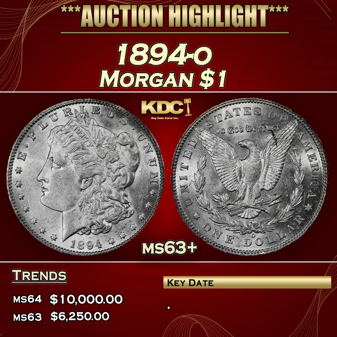 ***Major Highlight*** 1894-o Morgan Dollar $1 Select+ Unc USCG (fc) (1 of 5)