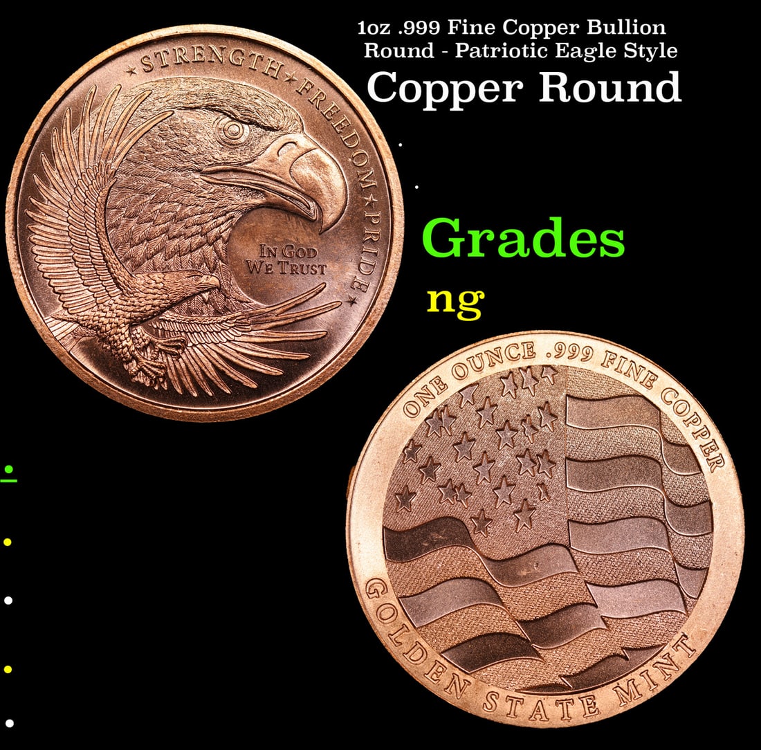 1oz .999 Fine Copper Bullion Round - Patriotic Eagle Style (1 of 3)