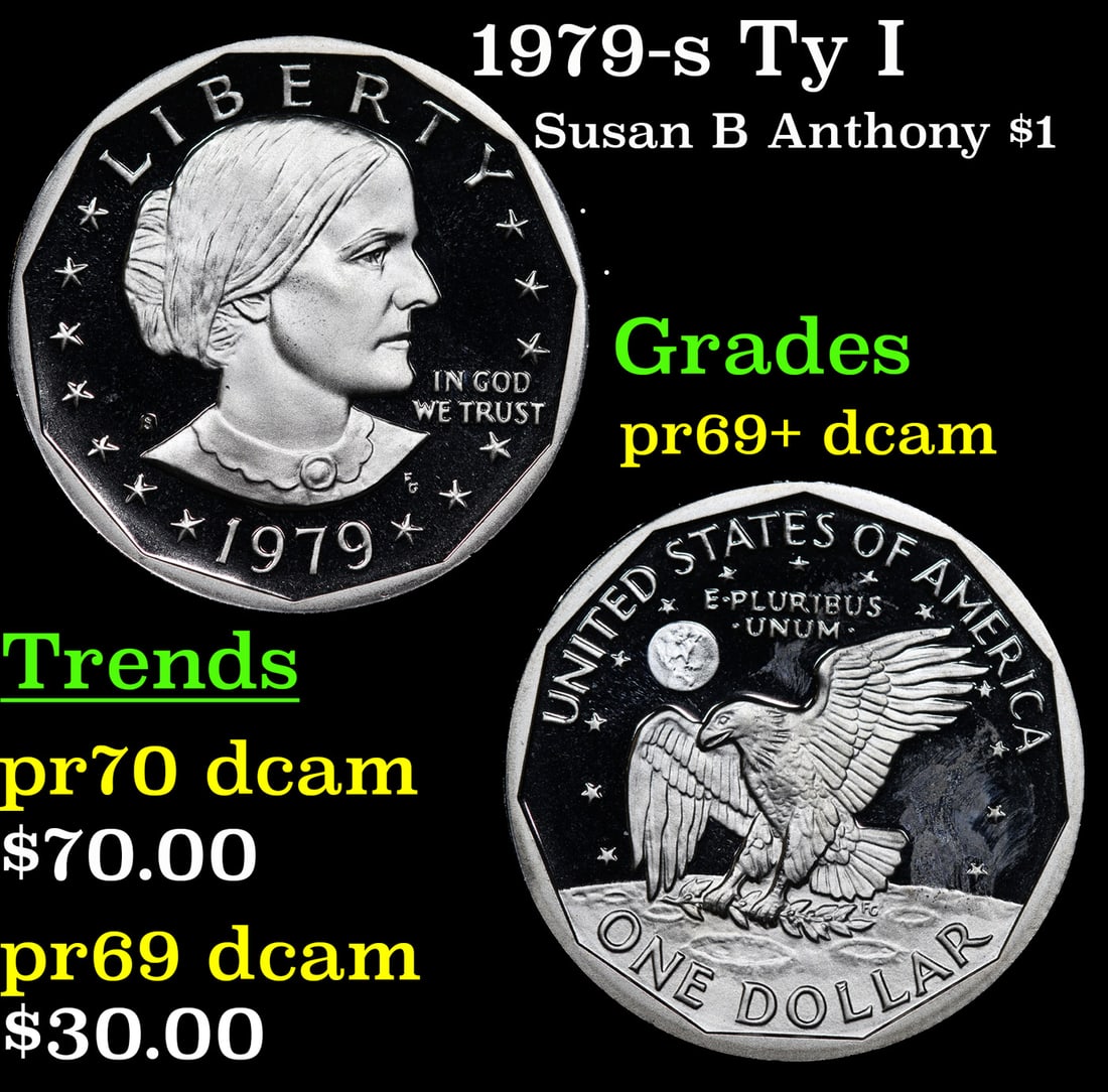 1979-s Ty I Proof Susan B Anthony Dollar $1 Grades GEM++ Proof Deep Cameo (1 of 3)