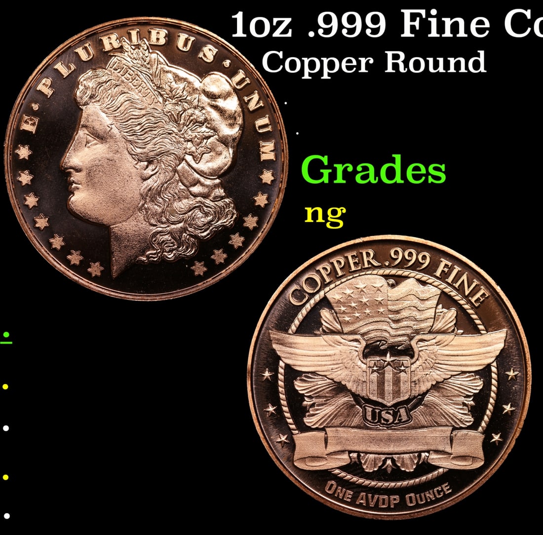 1oz .999 Fine Copper Bullion Round - Morgan Dollar Style (1 of 3)