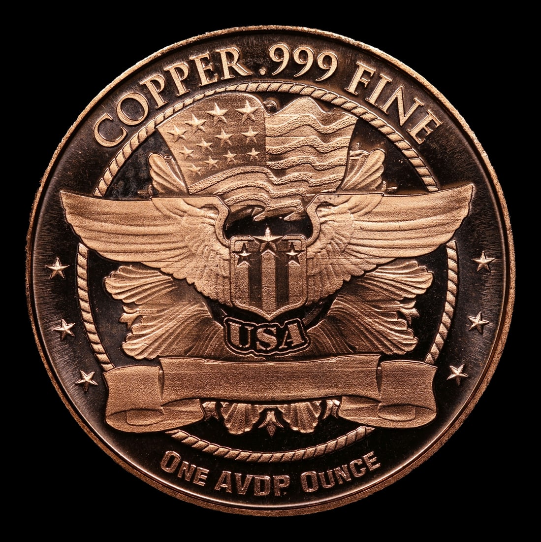 1oz .999 Fine Copper Bullion Round - Standing Liberty Style (1 of 2)