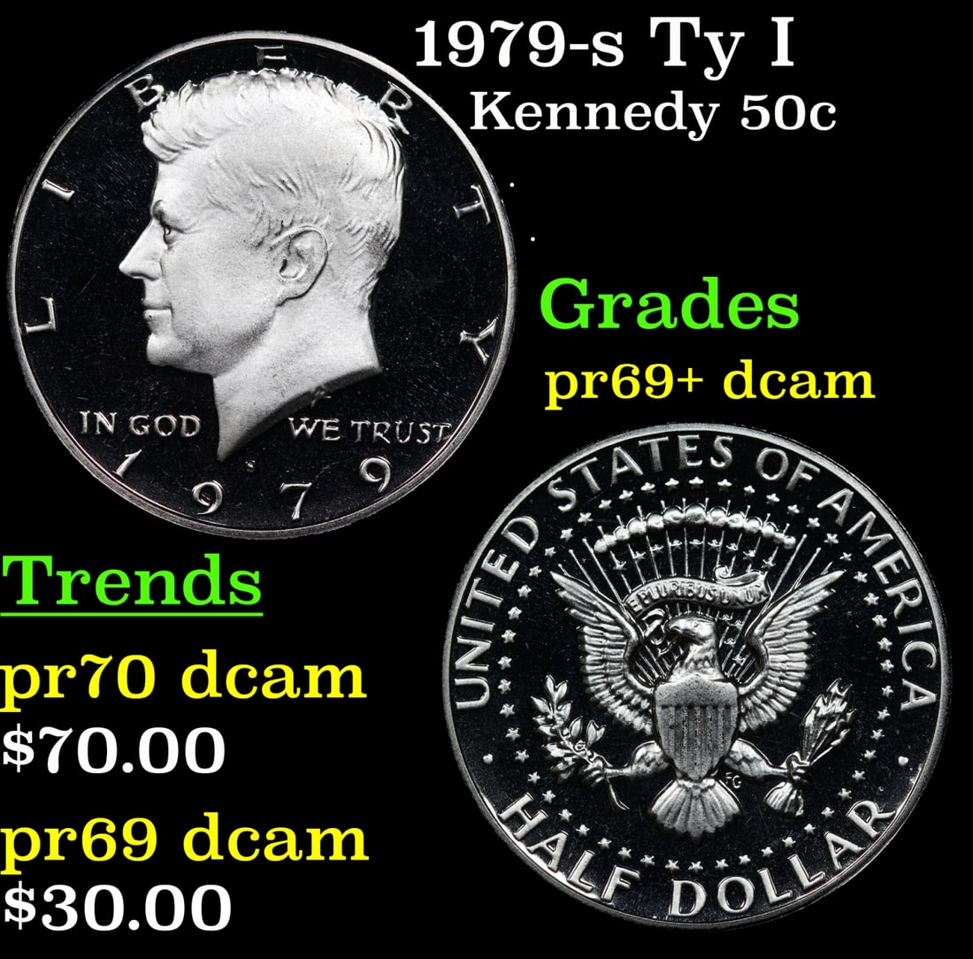 1979-s Ty I Proof Kennedy Half Dollar 50c Grades GEM++ Proof Deep Cameo (1 of 3)
