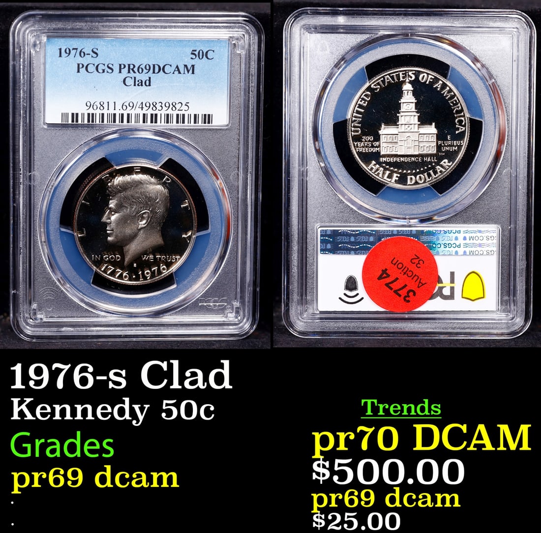 1976-s Clad Proof Kennedy Half Dollar 50c pr69 dcam PCGS (1 of 3)