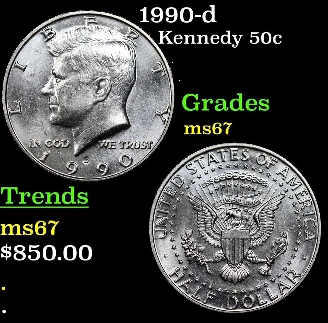 ***Auction Highlight*** 1990-d Kennedy Half Dollar 50c Grades GEM++ Unc (fc) (1 of 3)