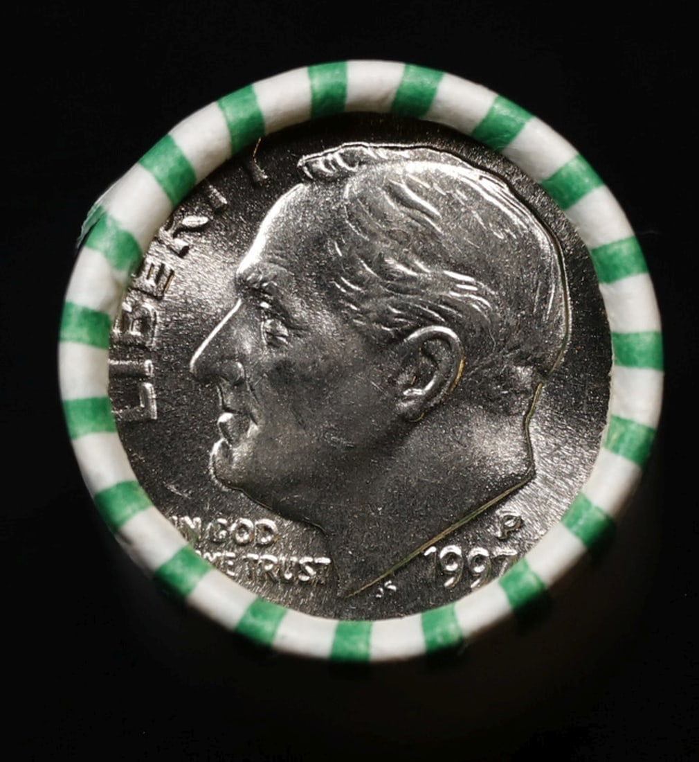 BU Shotgun Roosevelt 10c roll, 1997-p 50 pcs Bank Wrapper $5 (1 of 3)