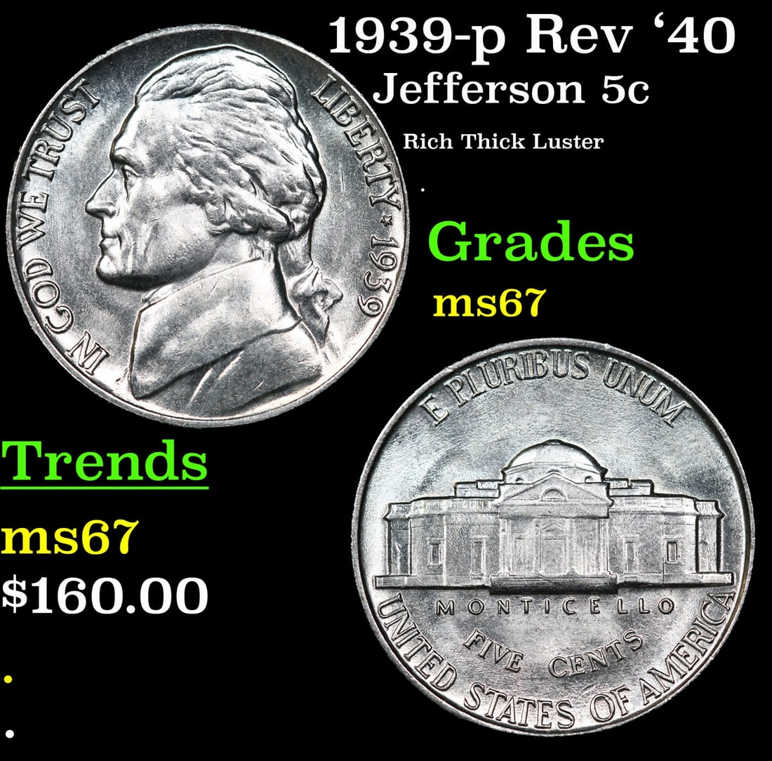 1939-p Rev '40 Jefferson Nickel 5c Grades GEM++ Unc (1 of 3)