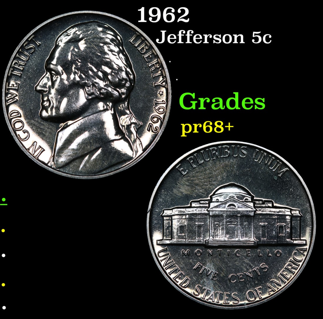 1962 Proof Jefferson Nickel 5c Grades GEM++ Proof (1 of 3)