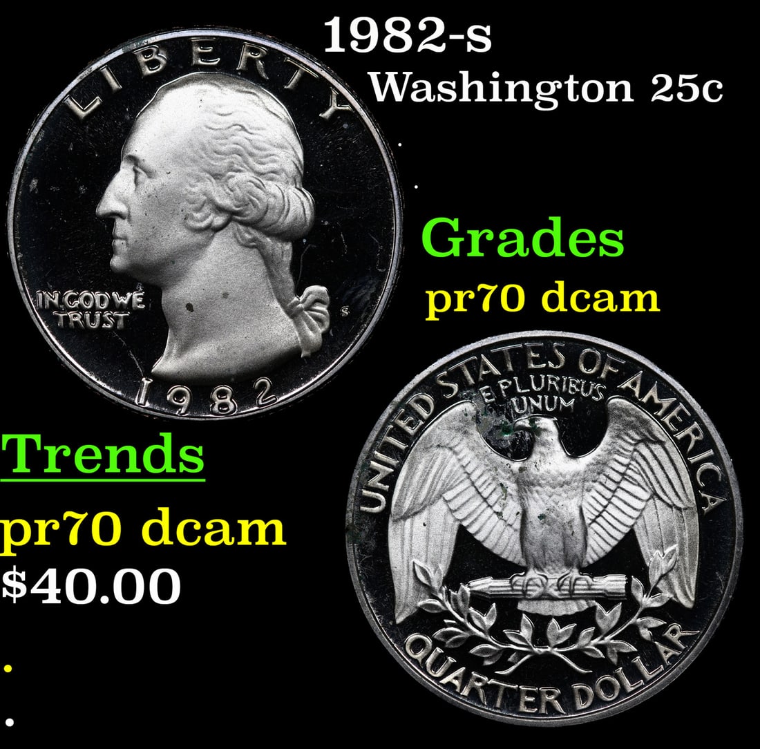 1982-s Proof Washington Quarter 25c Grades GEM++ Proof Deep Cameo (1 of 3)
