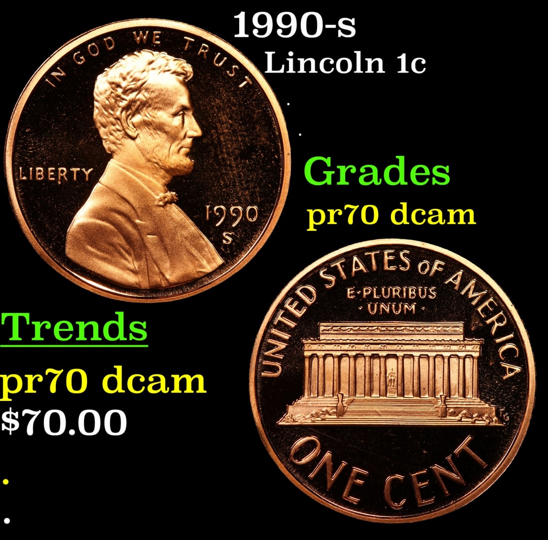 1990-s Proof Lincoln Cent 1c GEM++ Proof Deep Cameo USCG (1 of 3)
