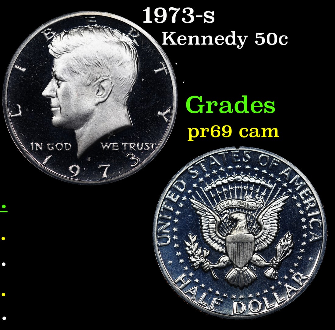 1973-s Proof Kennedy Half Dollar 50c Grades GEM++ Proof Cameo (1 of 3)