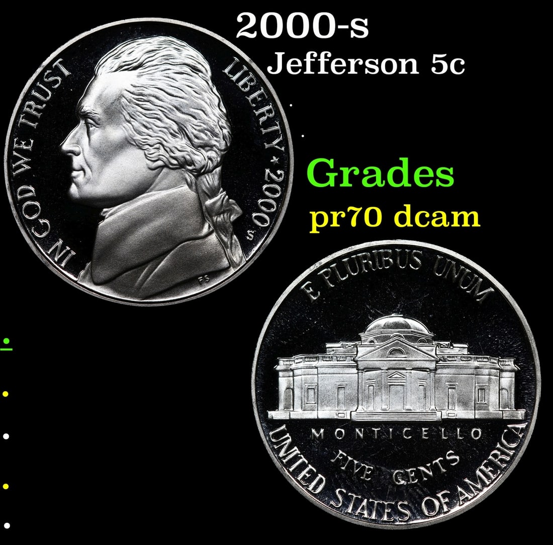 2000-s Proof Jefferson Nickel 5c Grades GEM++ Proof Deep Cameo (1 of 3)