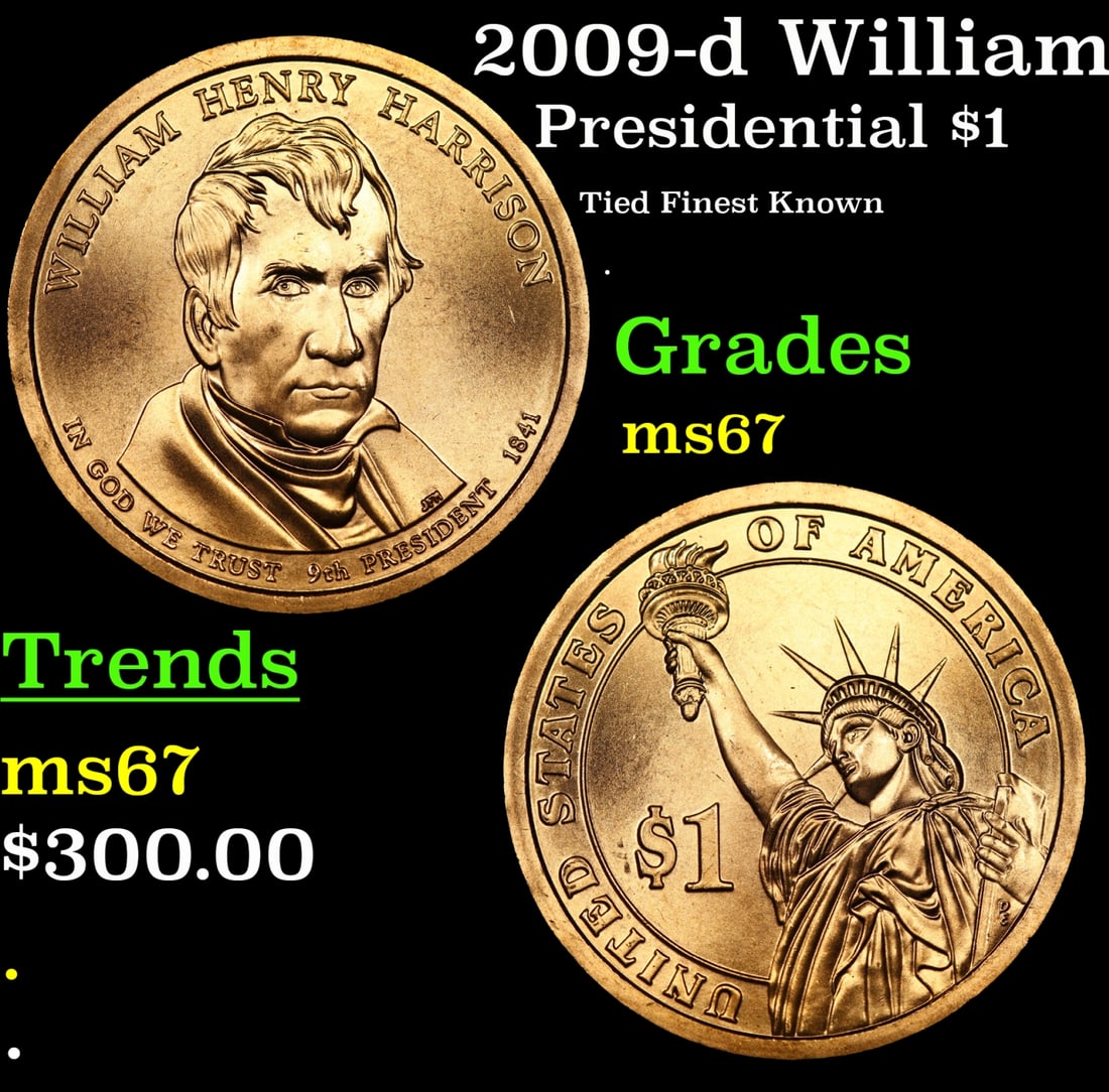 2009-d William Henry Harrison Position A Presidential Dollar TOP POP! 1 Graded ms68+ By SEGS: 2009-d William Henry Harrison Position A TOP POP! Presidential Dollar 1 Graded ms68+ By SEGS.