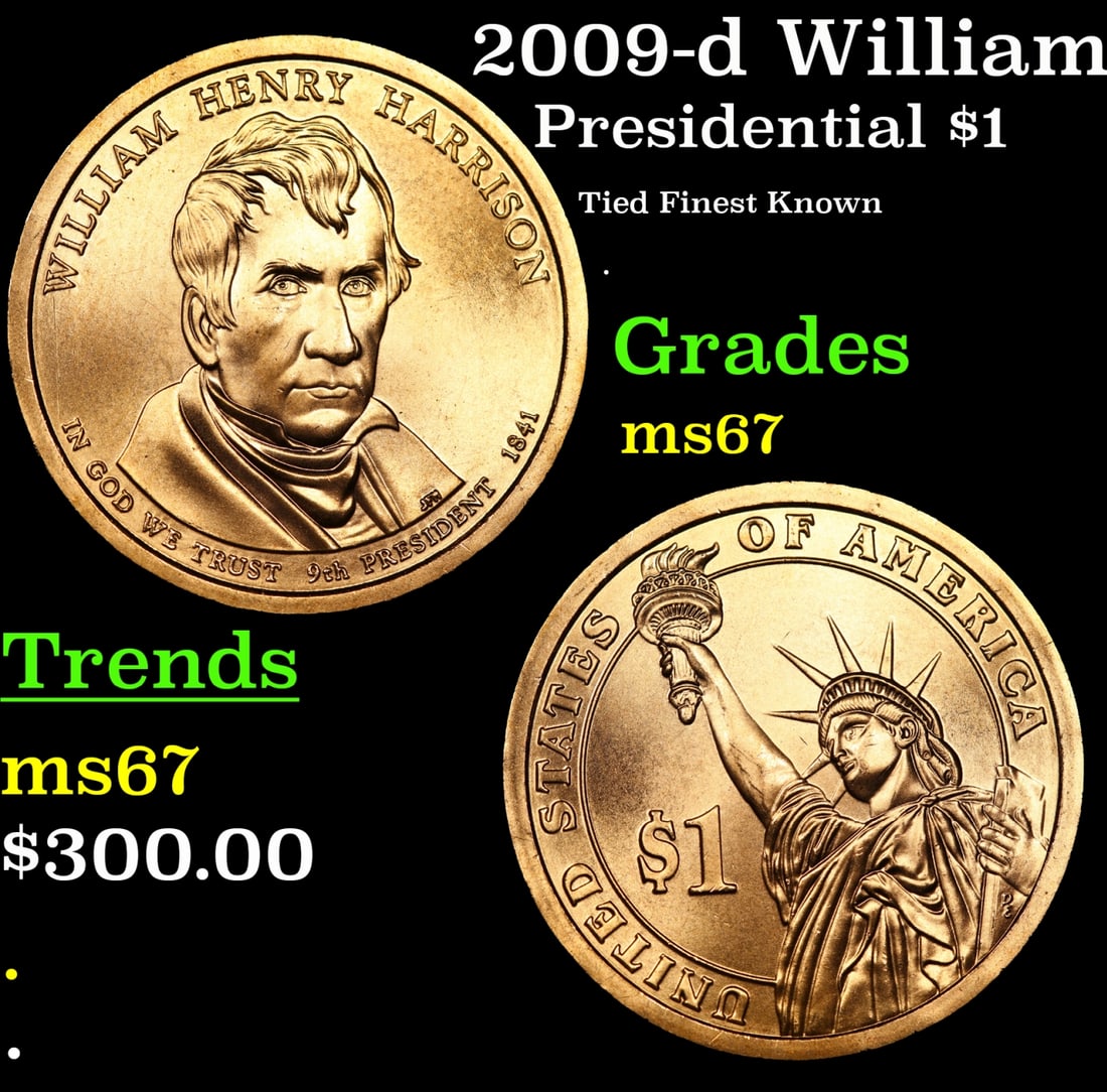 2009-d William Henry Harrison Position A Presidential Dollar TOP POP! 1 Graded ms68+ By SEGS: 2009-d William Henry Harrison Position A TOP POP! Presidential Dollar 1 Graded ms68+ By SEGS.