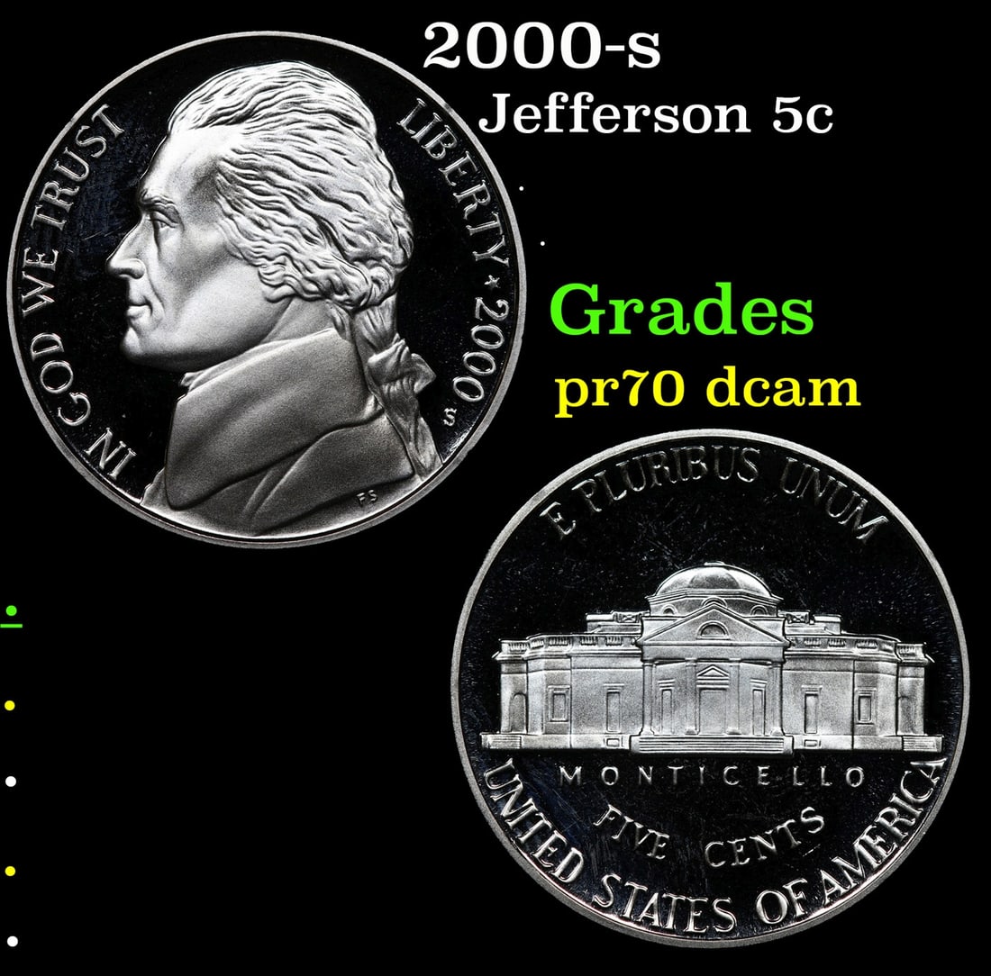 2000-s Proof Jefferson Nickel 5c Grades GEM++ Proof Deep Cameo (1 of 3)