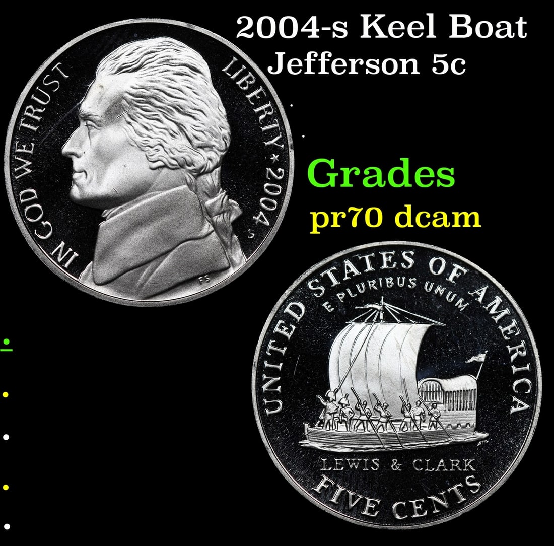 2004-s Keel Boat Proof Jefferson Nickel 5c Grades GEM++ Proof Deep Cameo (1 of 3)