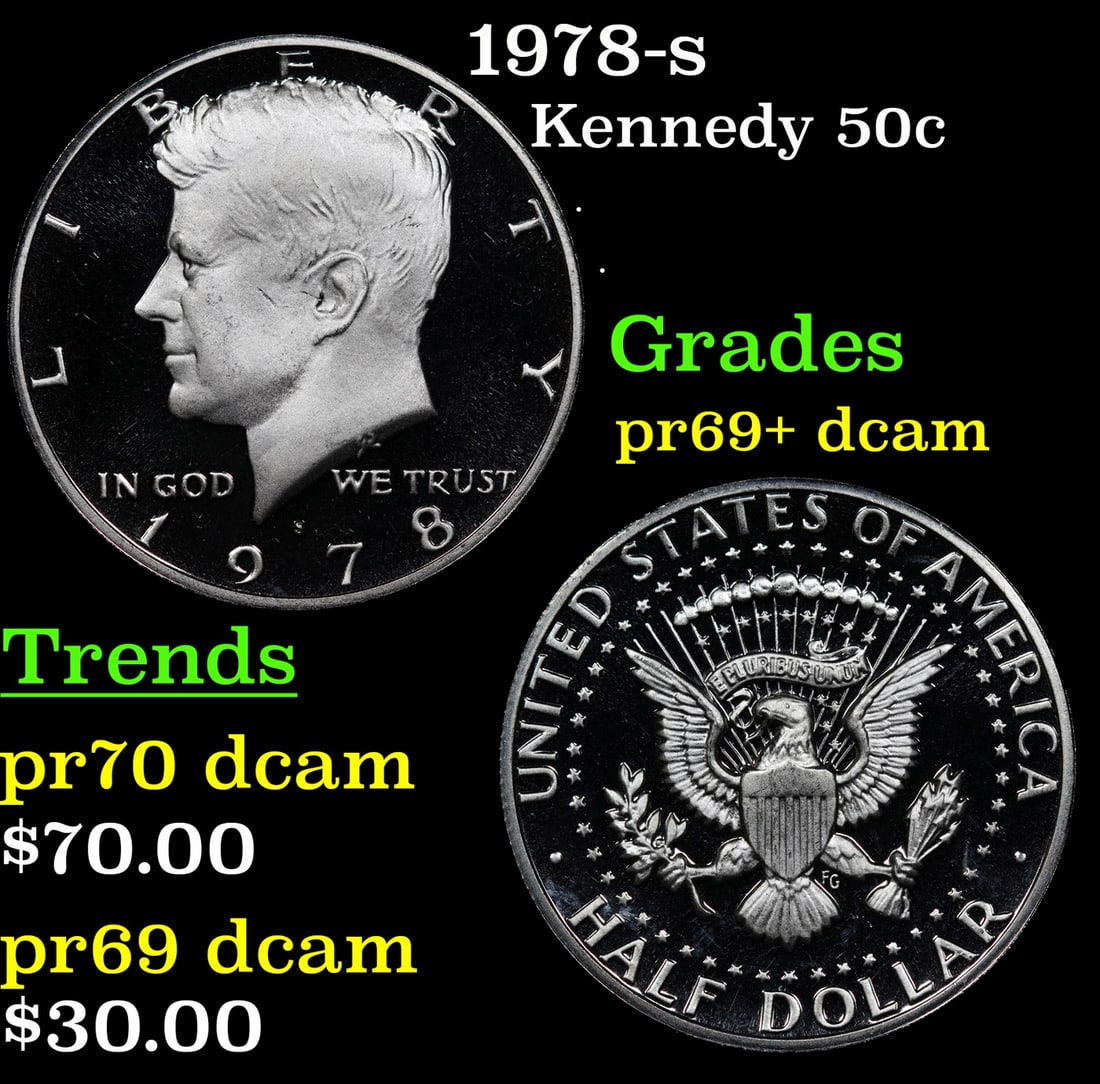 1978-s Proof Kennedy Half Dollar 50c Grades GEM++ Proof Deep Cameo (1 of 3)