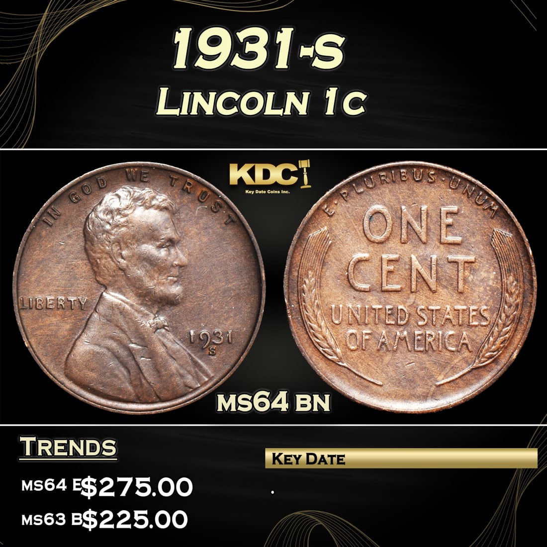 1931-s Lincoln Cent 1c Grades Choice Unc BN (1 of 3)