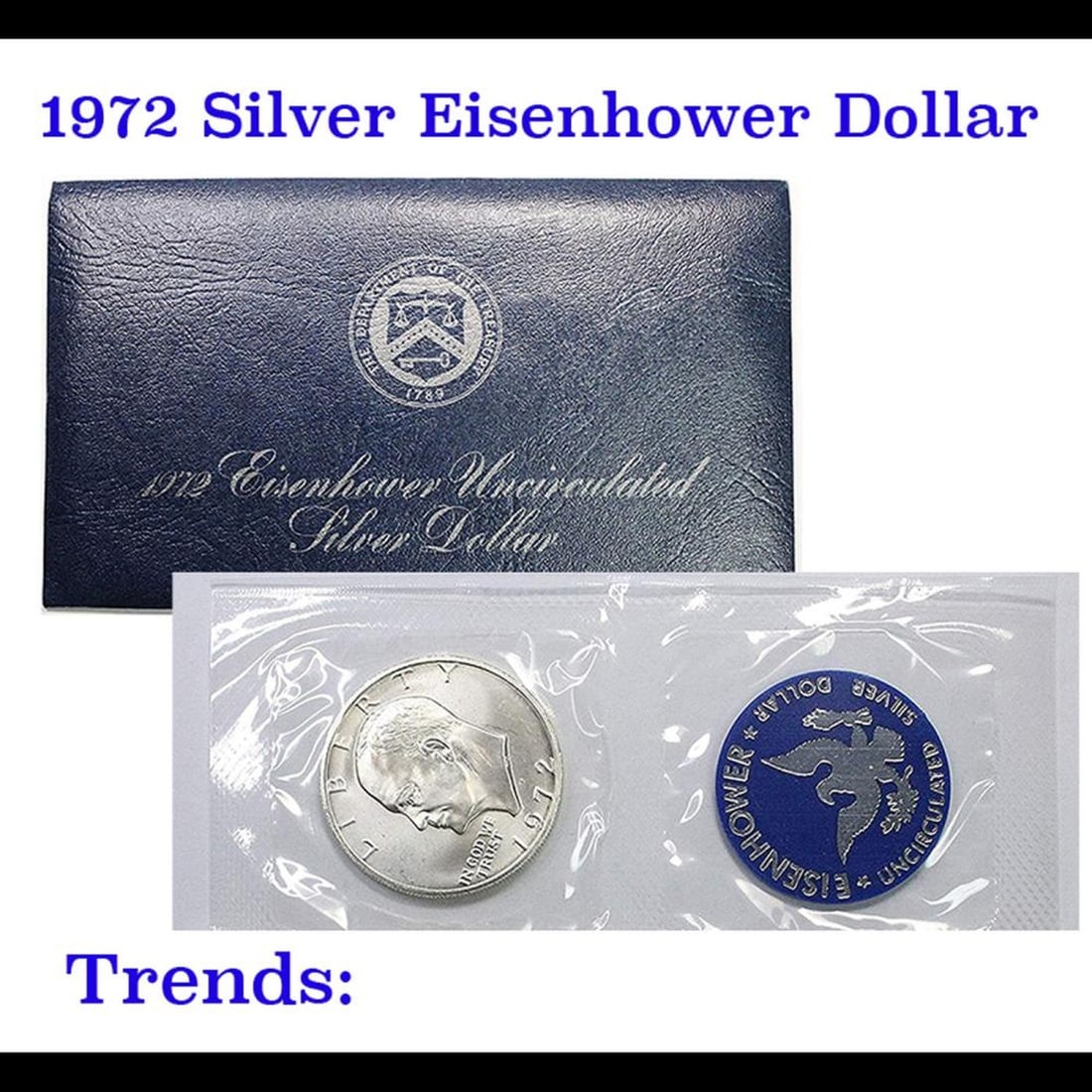 1972-s Silver Uncirculated Eisenhower Dollar in Original Packaging  "Blue Ike" (1 of 1)
