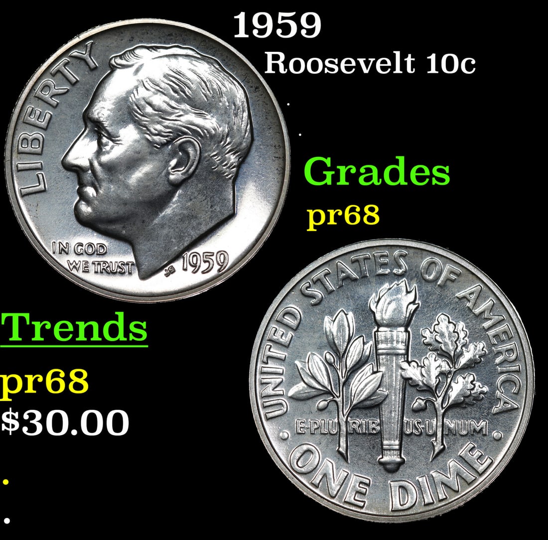 1959 Proof Roosevelt Dime 10c Grades GEM++ Proof (1 of 3)