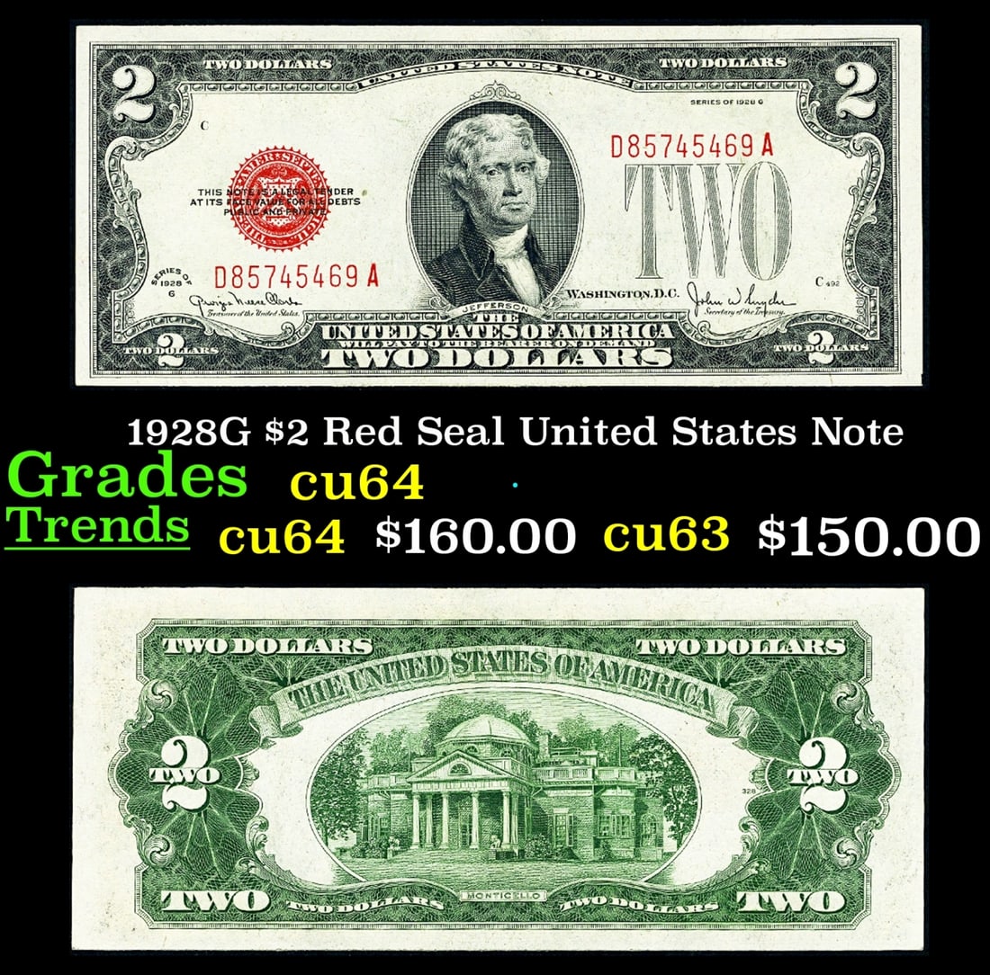 1928G $2 Red Seal United States Note Grades Choice CU (1 of 3)