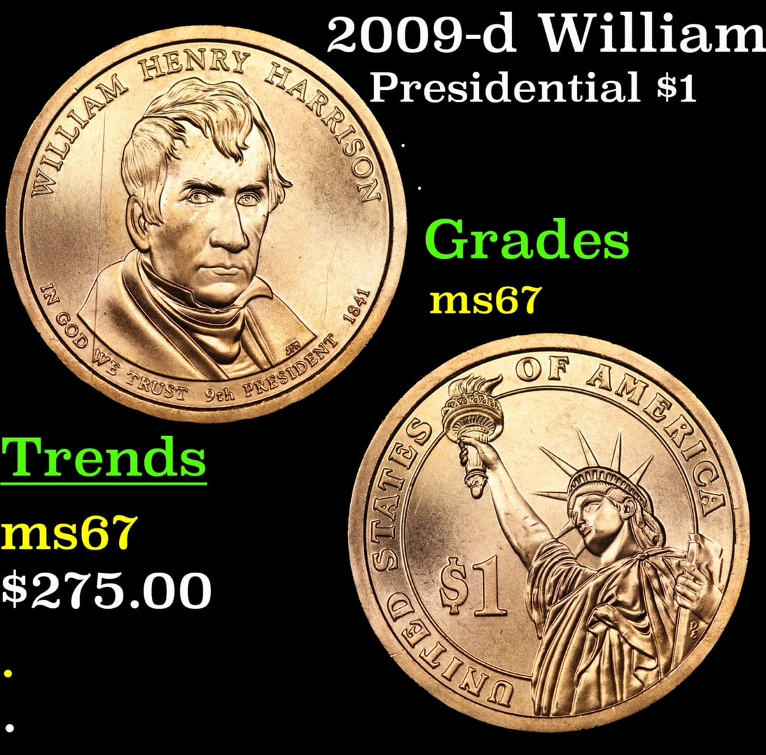 2009-d William Henry Harrison Position-A Presidential Dollar 1 ms67 SEGS: 2009-d William Henry Harrison Position-A Presidential Dollar 1 ms67 SEGS.