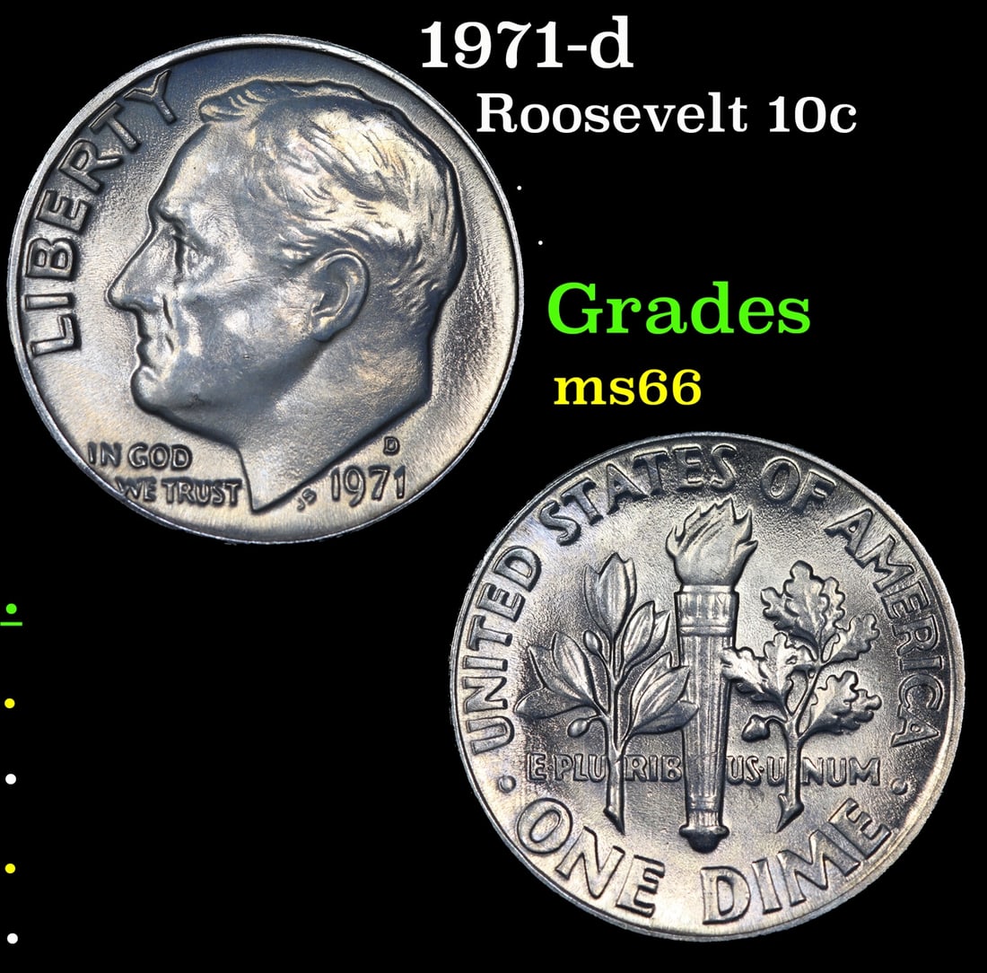 1971-d Roosevelt Dime 10c Grades GEM+ Unc (1 of 3)