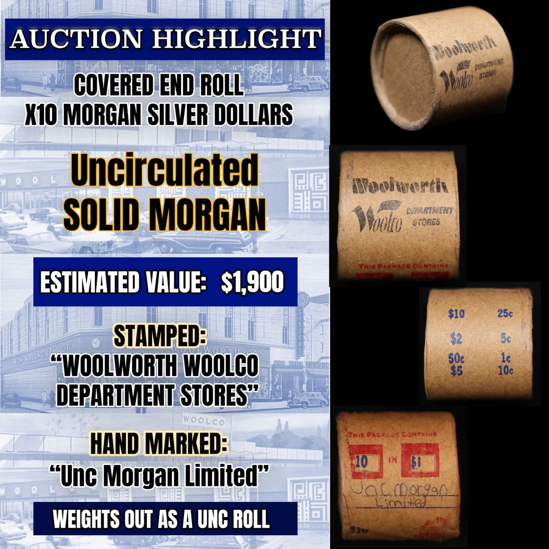 *EXCLUSIVE* x10 Morgan Covered End Roll! Marked "Unc Morgan Limited"! - Huge Vault Hoard  (FC) (1 of 5)