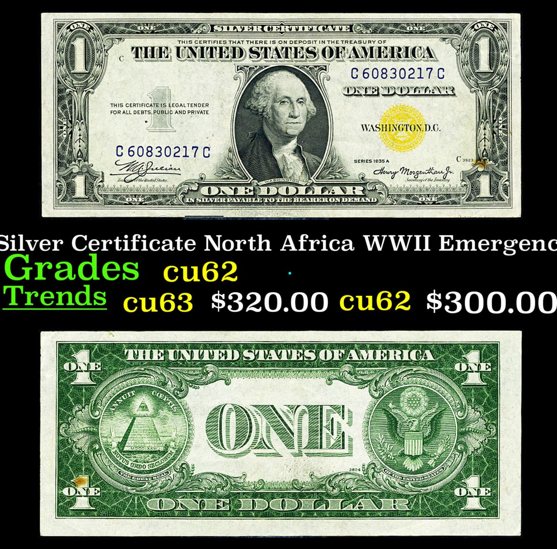 1935A $1 Silver Certificate North Africa WWII Emergency Currency Grades Select CU (1 of 3)