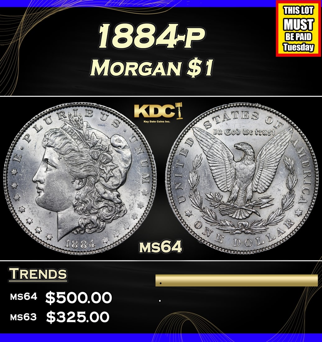 1884-p Morgan Dollar $1 Grades Choice Unc (1 of 3)