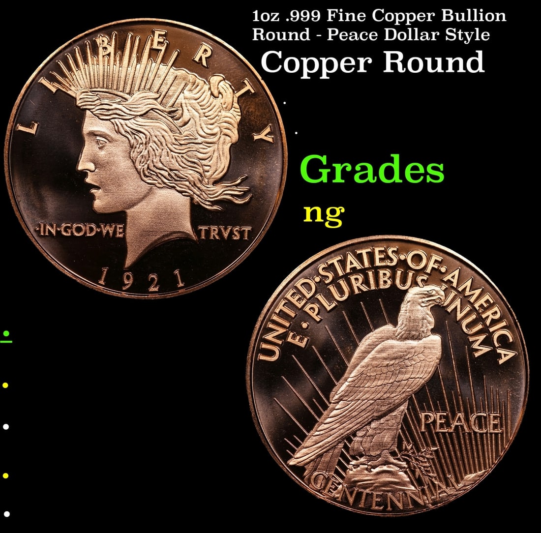 1oz .999 Fine Copper Bullion Round - Peace Dollar Style (1 of 3)