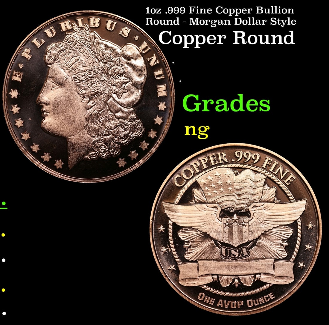 1oz .999 Fine Copper Bullion Round - Morgan Dollar Style (1 of 3)