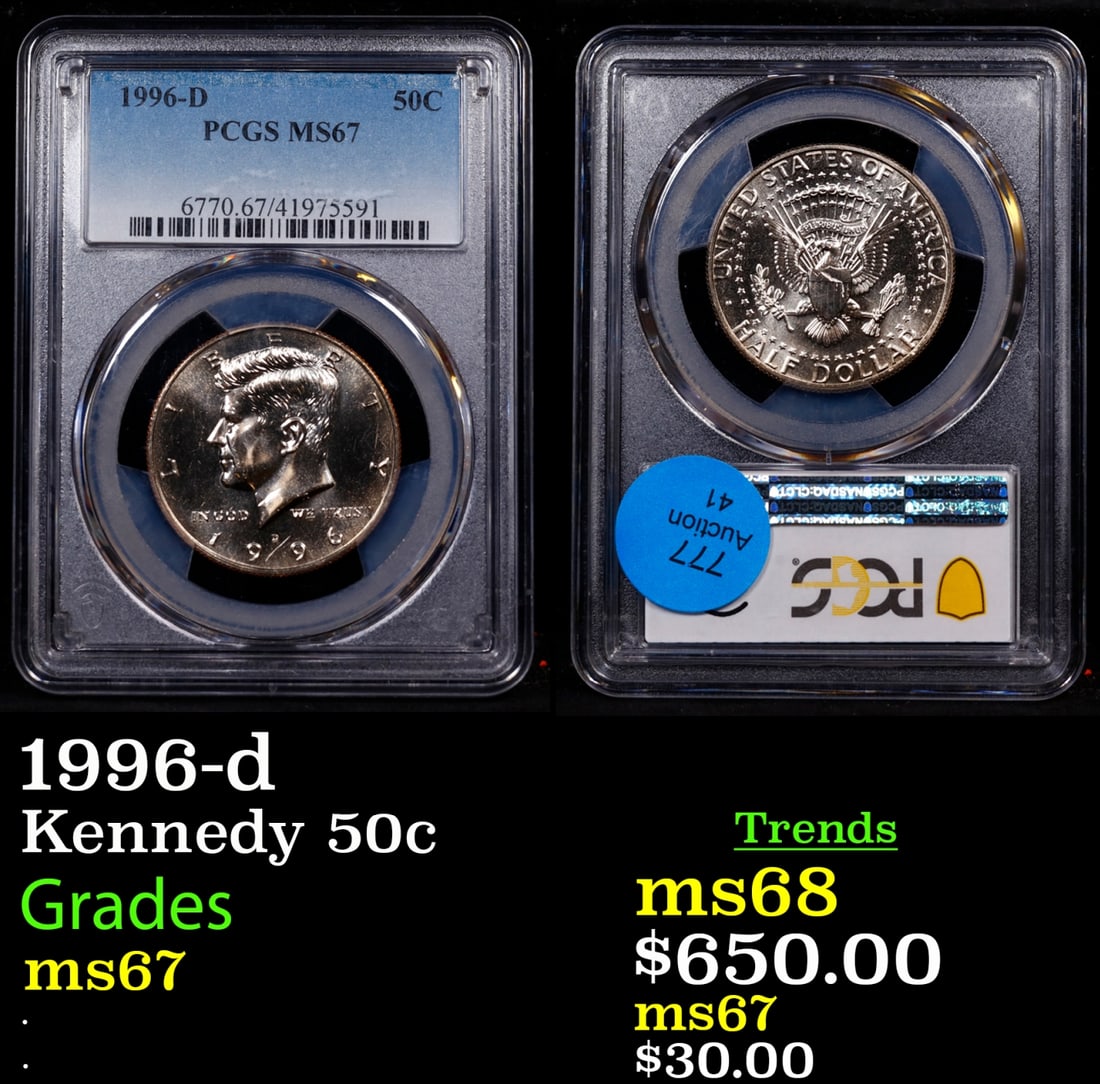 1996-d Kennedy Half Dollar 50c ms67 PCGS (1 of 3)