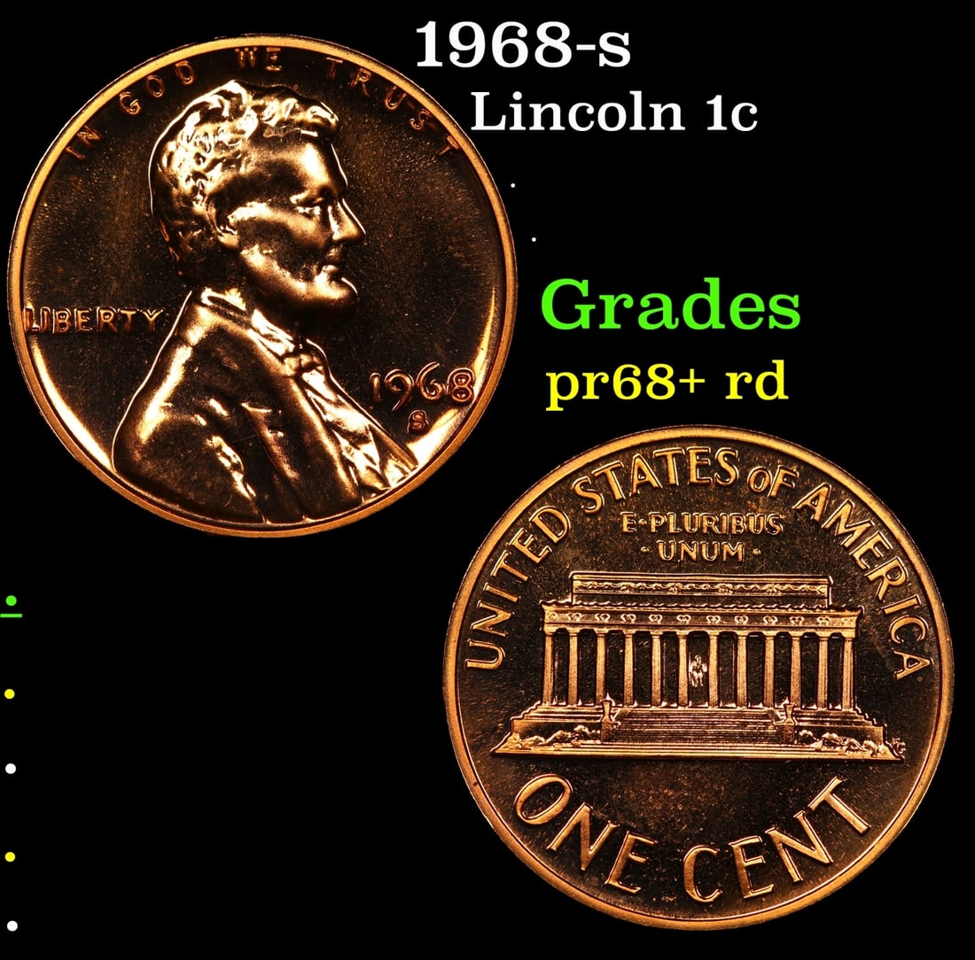 1968-s Proof Lincoln Cent 1c Grades Gem++ Proof Red (1 of 3)